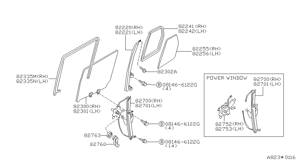 Ventana de puerta trasera y regulador