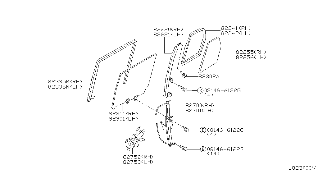 Ventana de puerta trasera y regulador