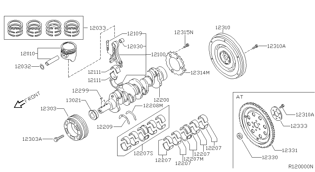 Piston, Crankshaft & Flywheel