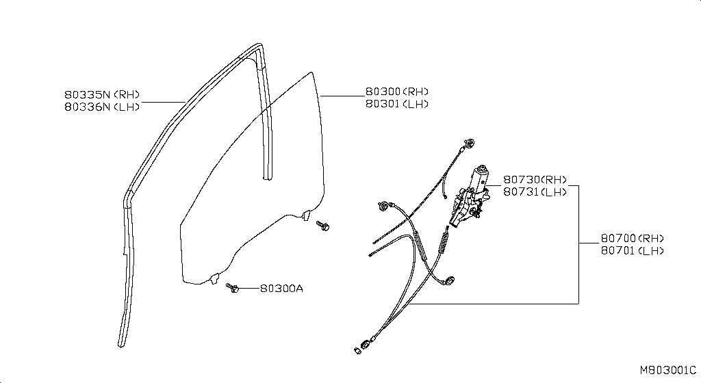 Front Door Window & Regulator