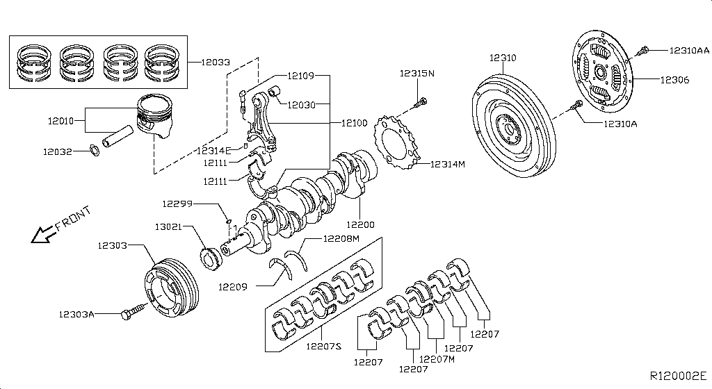 Piston, Crankshaft & Flywheel