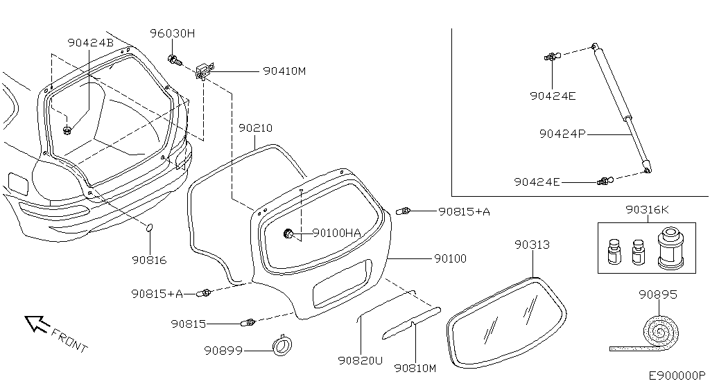 Panel de puerta trasera y accesorios