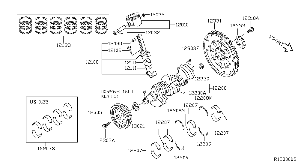 Piston, Crankshaft & Flywheel
