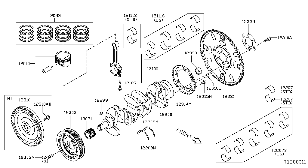 Piston, Crankshaft & Flywheel