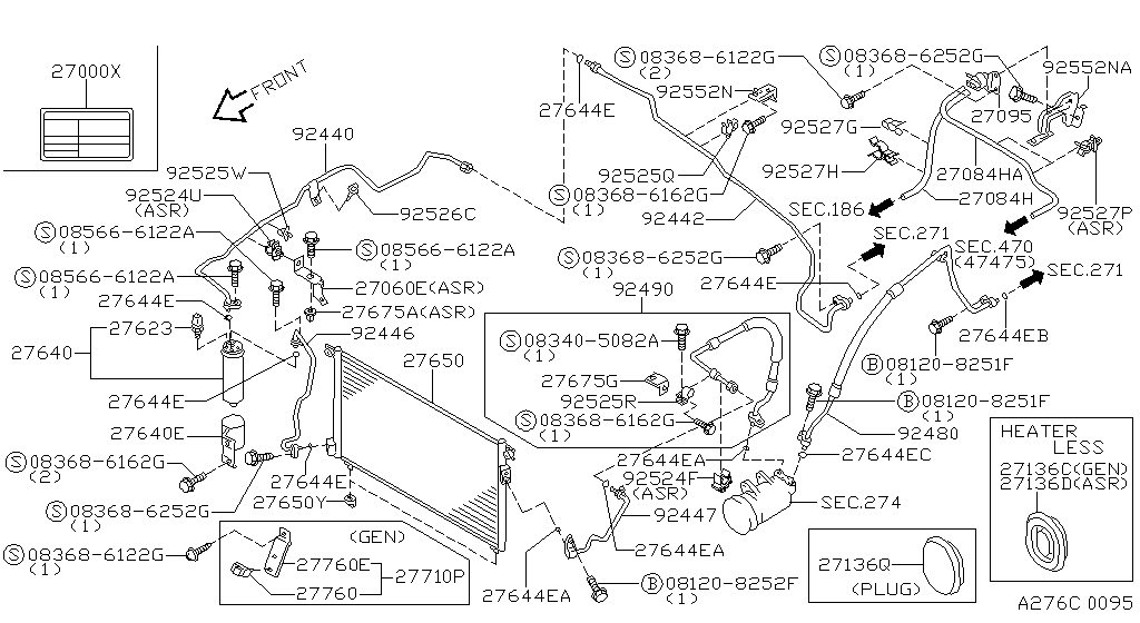 Condensador, tanque de líquido y tuberías
