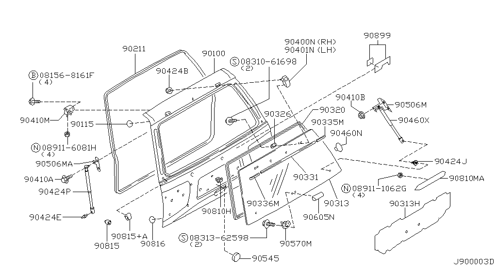 Panel de puerta trasera y accesorios