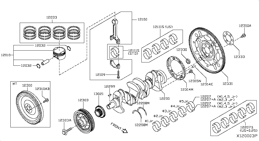Piston, Crankshaft & Flywheel