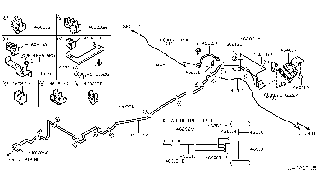 Tubería y control de frenos