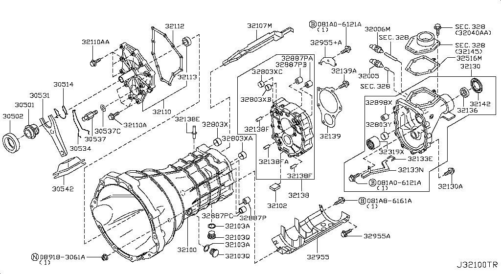 Caja de transmisión y liberación del embrague