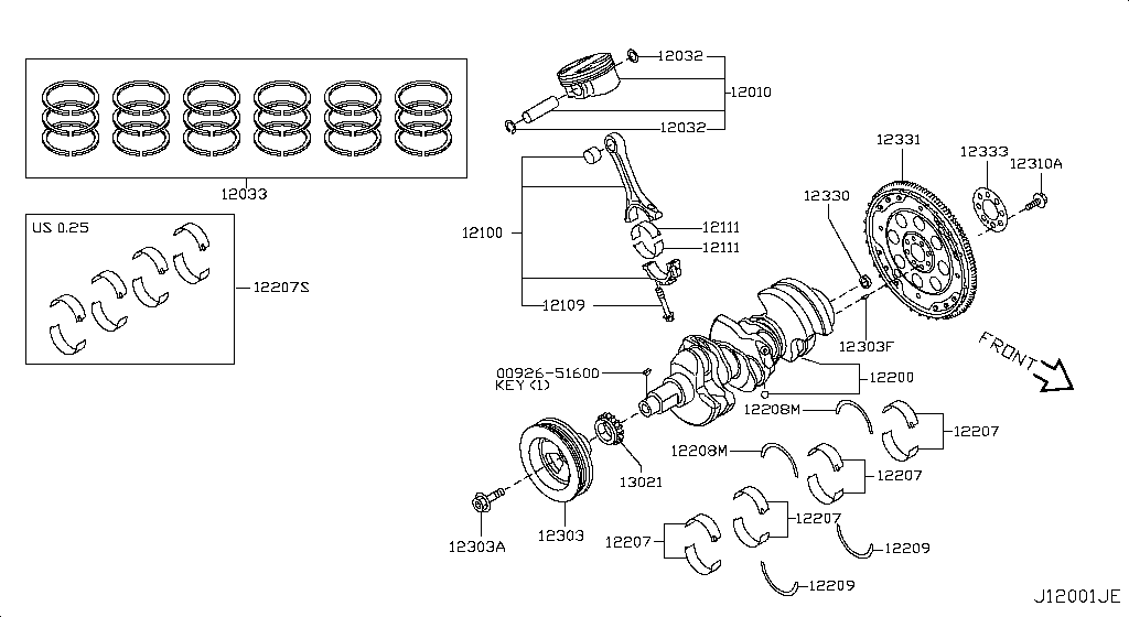 Piston, Crankshaft & Flywheel