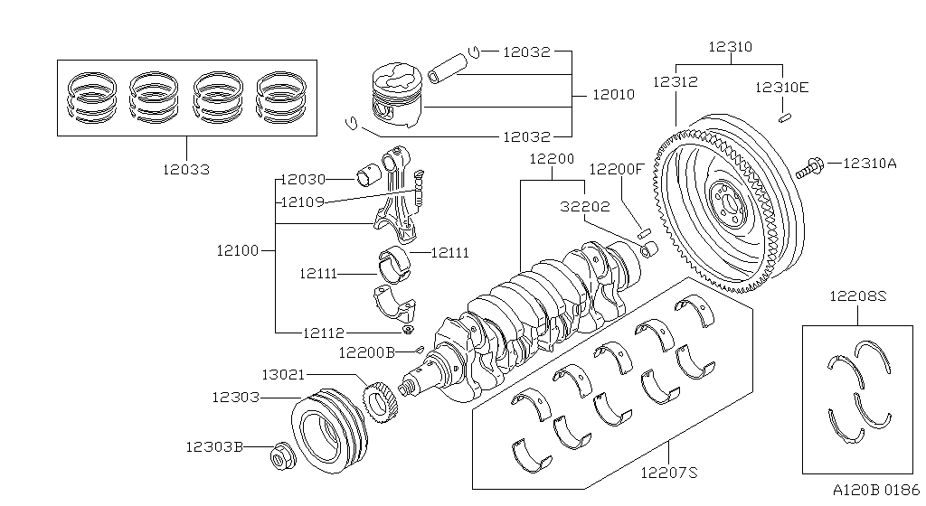 Piston, Crankshaft & Flywheel