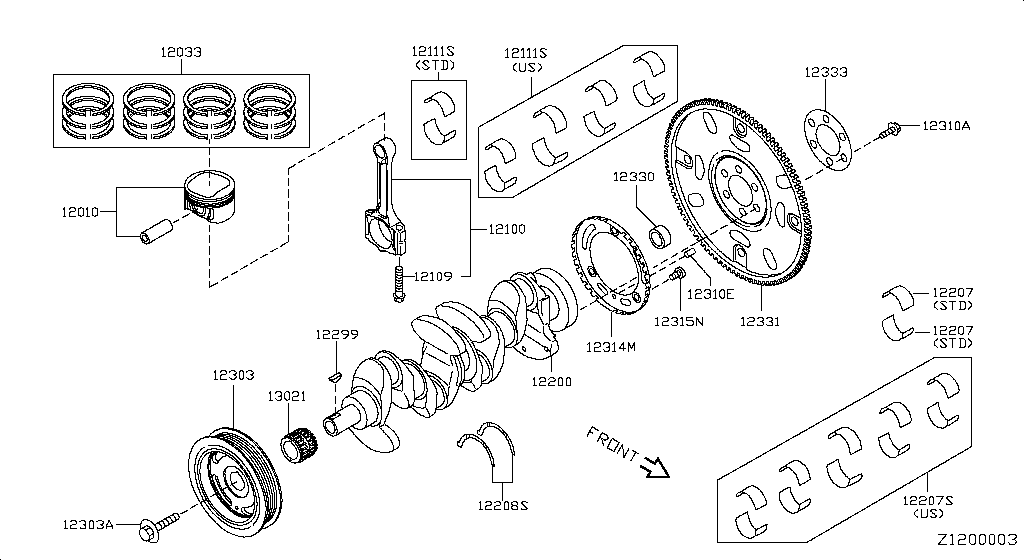Piston, Crankshaft & Flywheel