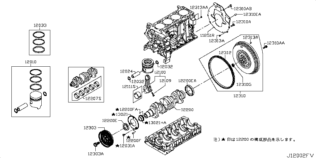 Piston, Crankshaft, Flywheel