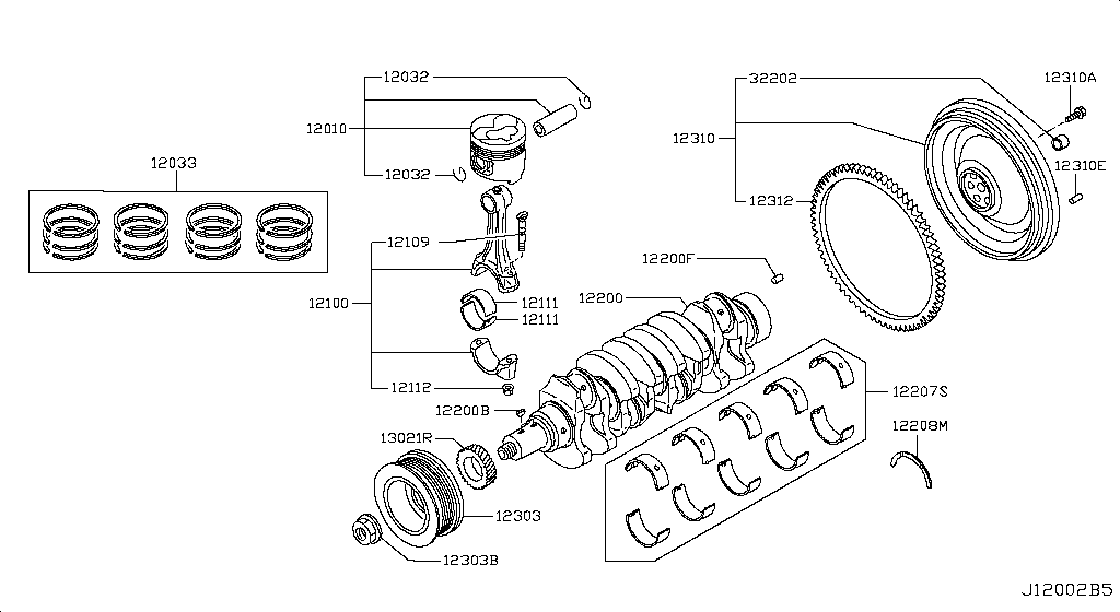 Piston, Crankshaft & Flywheel
