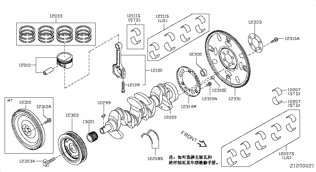 Piston, Crankshaft & Flywheel