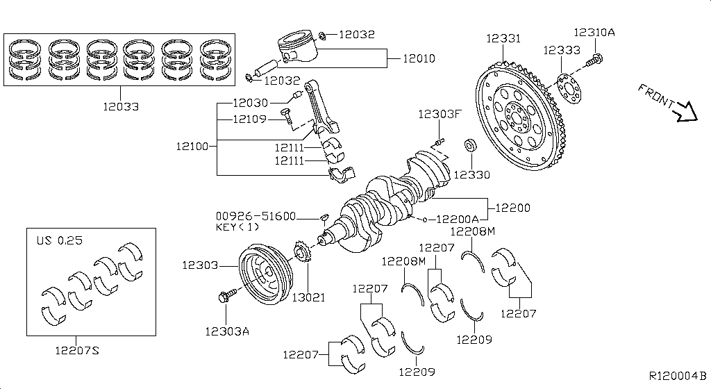 Piston, Crankshaft & Flywheel