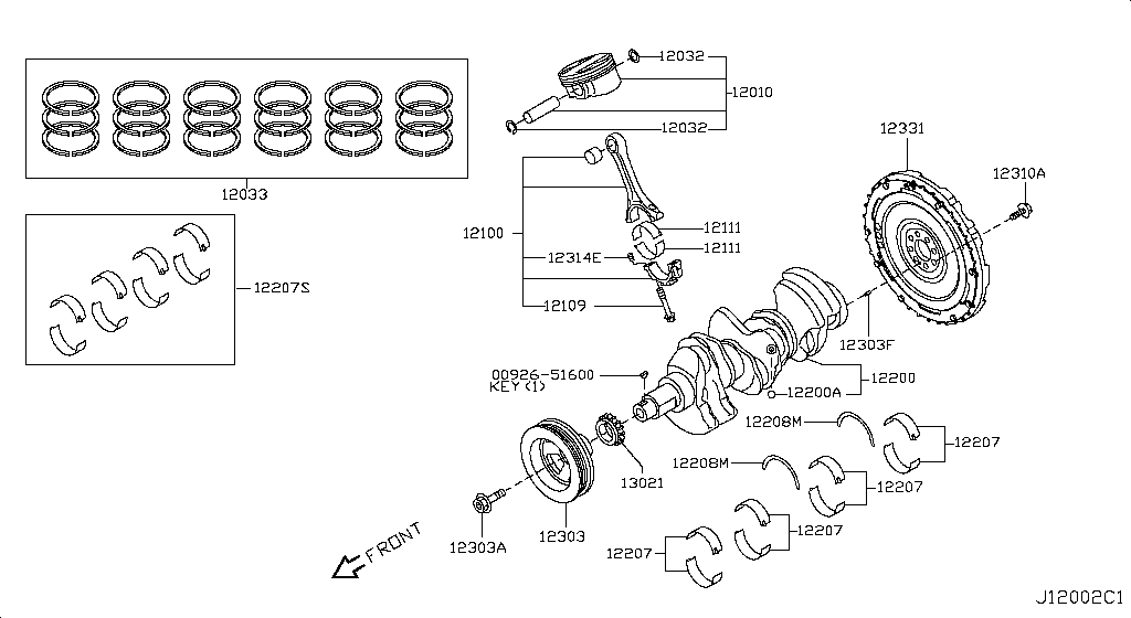 Piston, Crankshaft & Flywheel