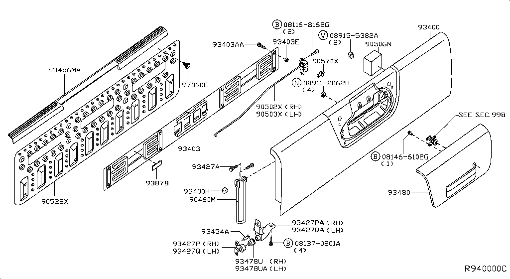 Montaje de puerta trasera de carrocería trasera