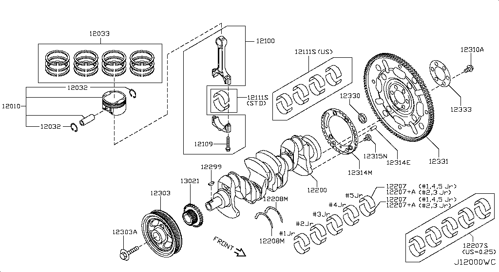 Piston, Crankshaft & Flywheel