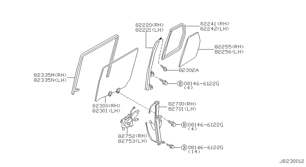 Ventana de puerta trasera y regulador