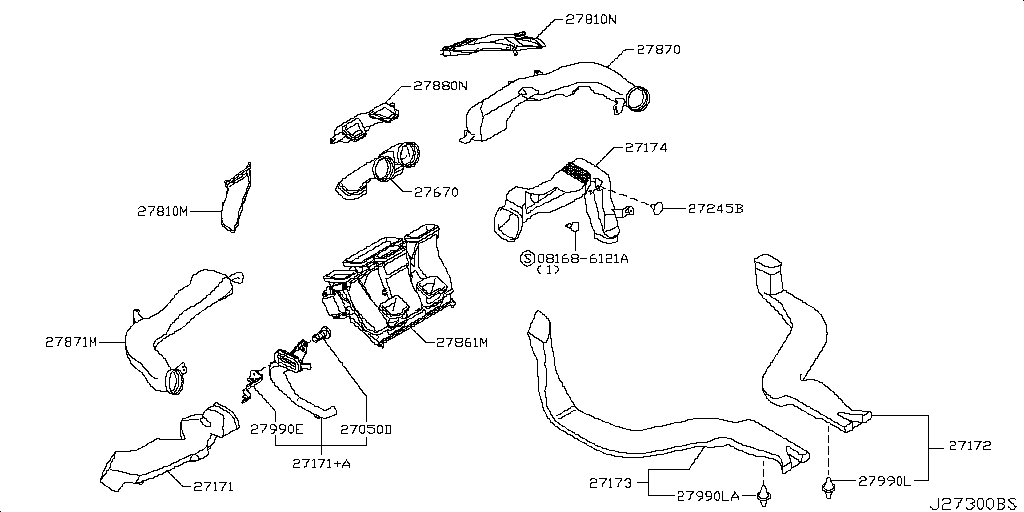 27832-JD000 Duct-Rear Heate Nissan | YoshiParts