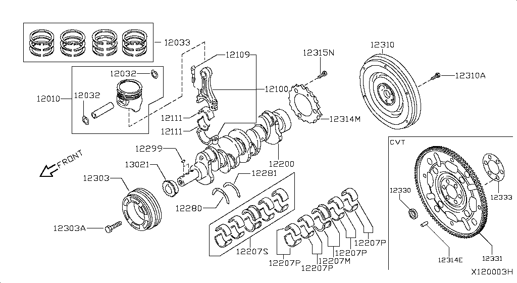 Piston, Crankshaft & Flywheel