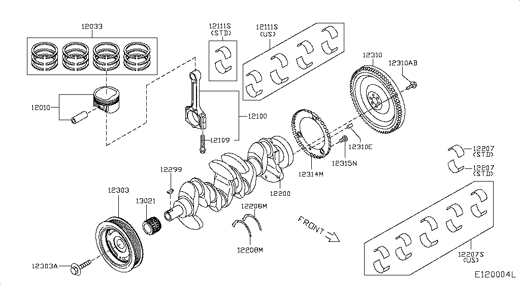 Piston, Crankshaft & Flywheel