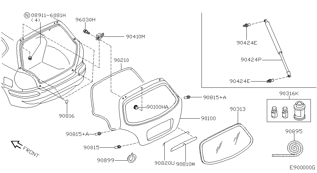 Panel de puerta trasera y accesorios