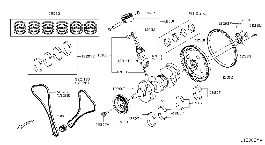 Piston, Crankshaft & Flywheel