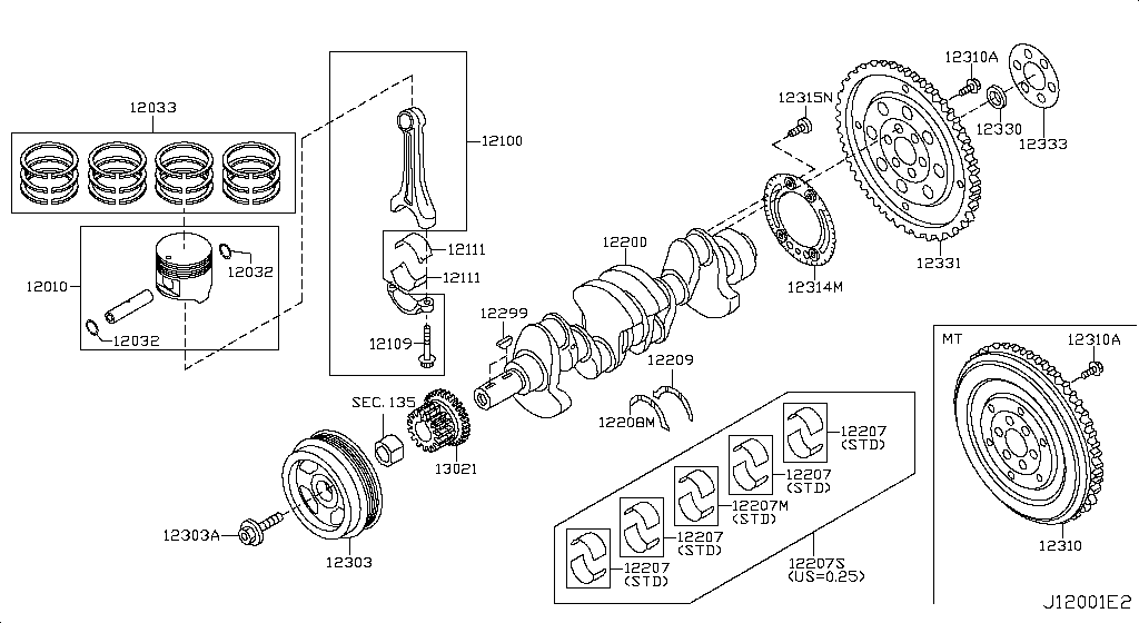 Piston, Crankshaft & Flywheel