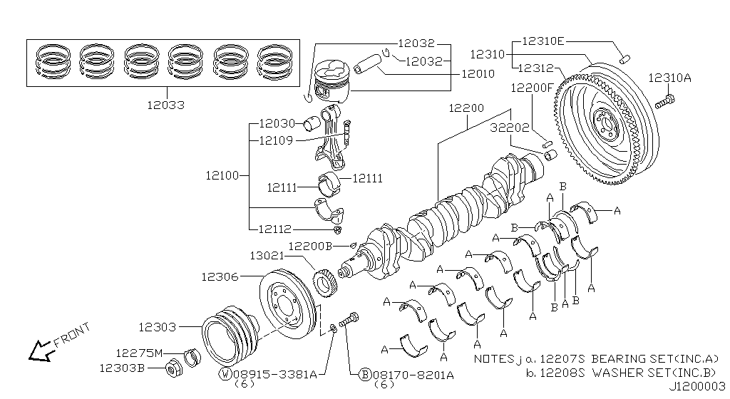 Piston, Crankshaft & Flywheel