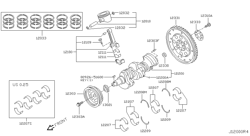 Piston, Crankshaft & Flywheel