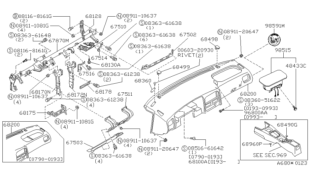 Panel de instrumentos, almohadilla y tapa del grupo