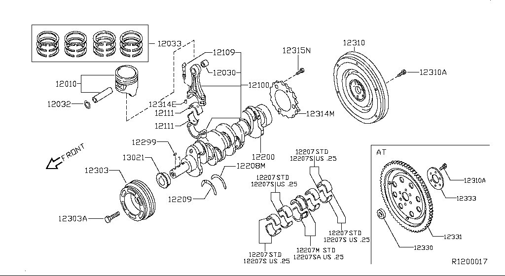 Piston, Crankshaft & Flywheel