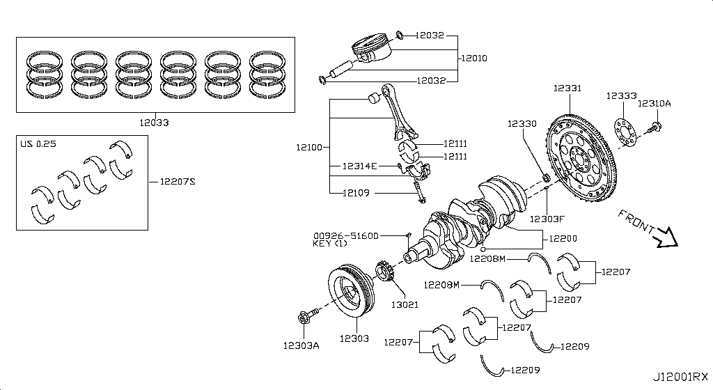Piston, Crankshaft & Flywheel