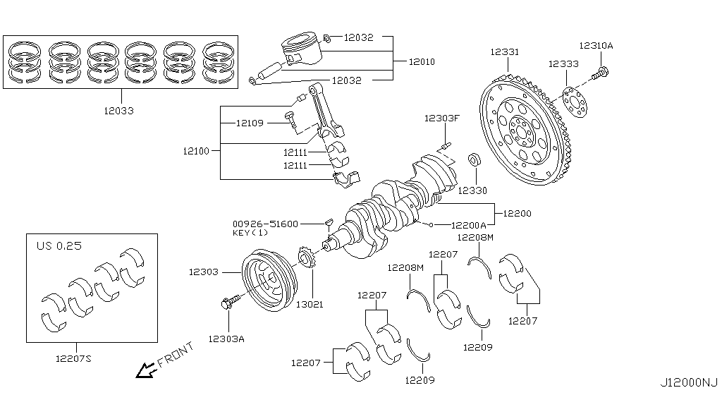 Piston, Crankshaft & Flywheel