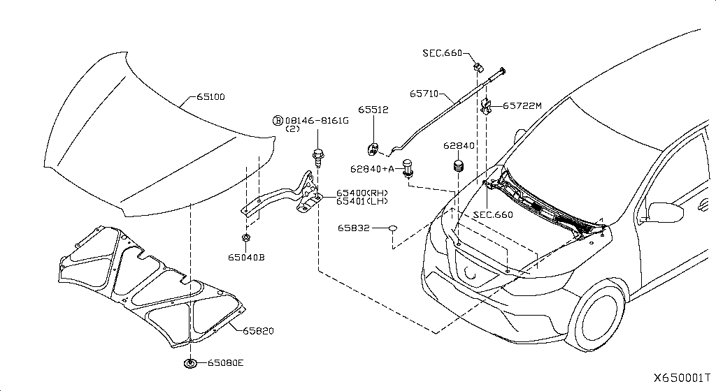 65400-5RB0A Hinge Hood Nissan | YoshiParts