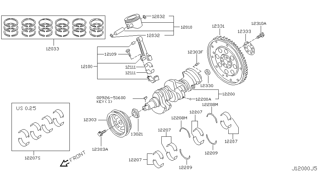 Piston, Crankshaft & Flywheel