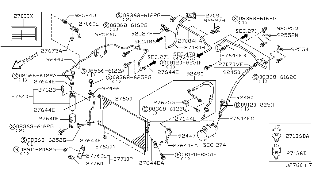 Condensador, tanque de líquido y tuberías