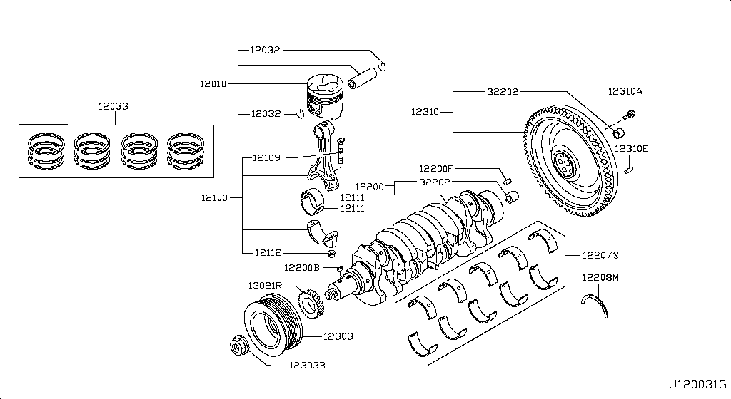Piston, Crankshaft & Flywheel