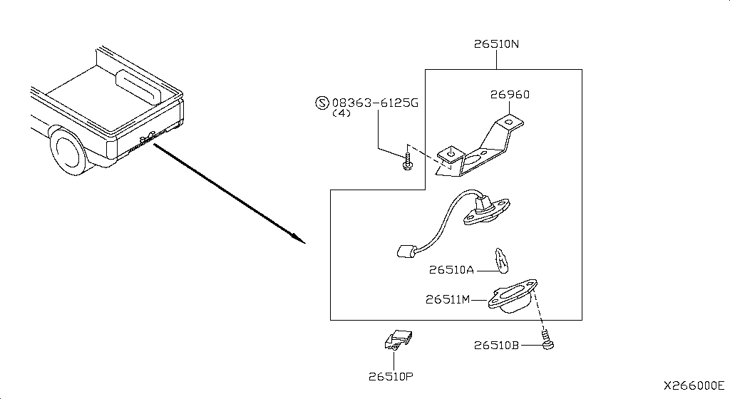 B6510-55G0A Lamp Licence Nissan | YoshiParts