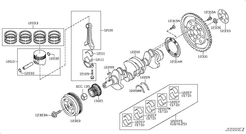 Piston, Crankshaft & Flywheel