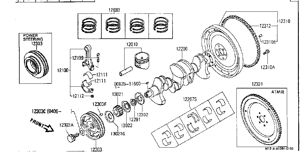 Piston, Crankshaft, Flywheel