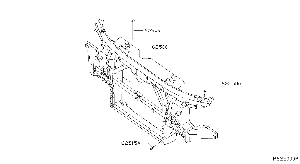 Faldón delantero y soporte del núcleo del radiador
