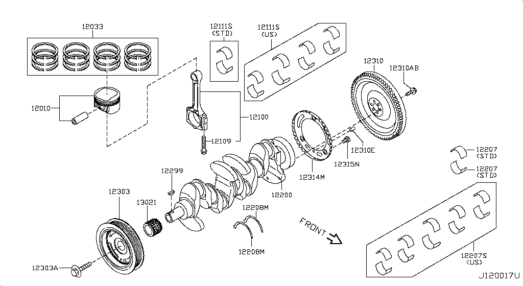 Piston, Crankshaft & Flywheel