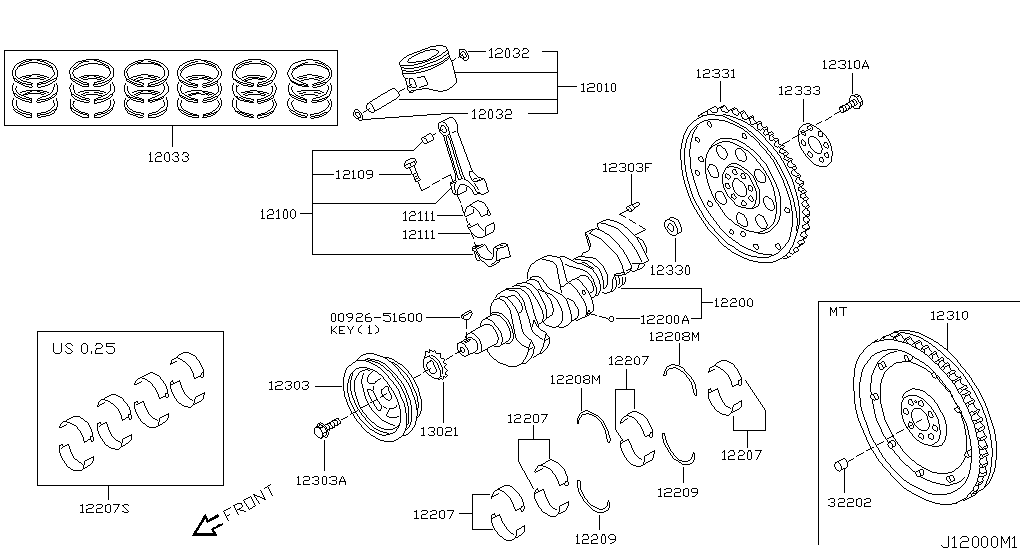 Piston, Crankshaft & Flywheel