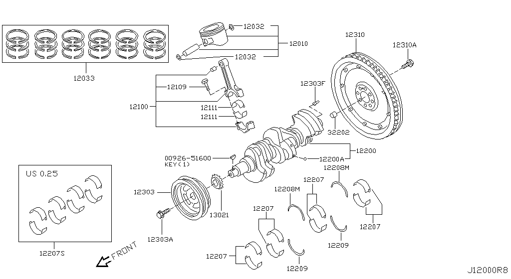 Piston, Crankshaft & Flywheel