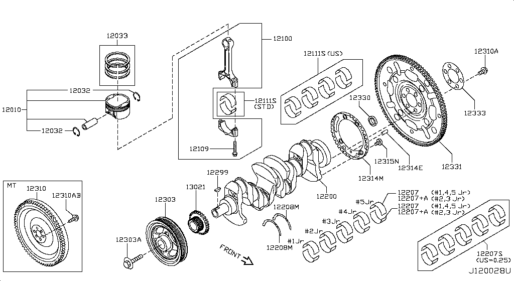 Piston, Crankshaft & Flywheel