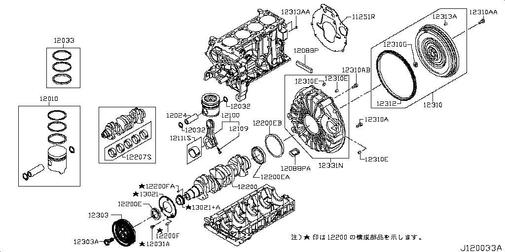Piston, Crankshaft, Flywheel