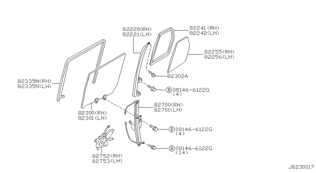 Ventana de puerta trasera y regulador